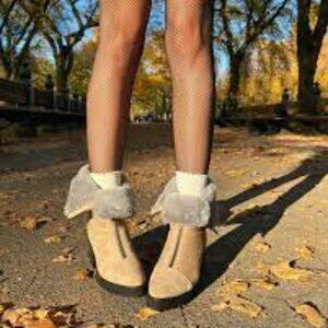NEW SJP BY SARAH JESSICA PARKER Made In Italy Suede Zip Front Boots sand 2160mn